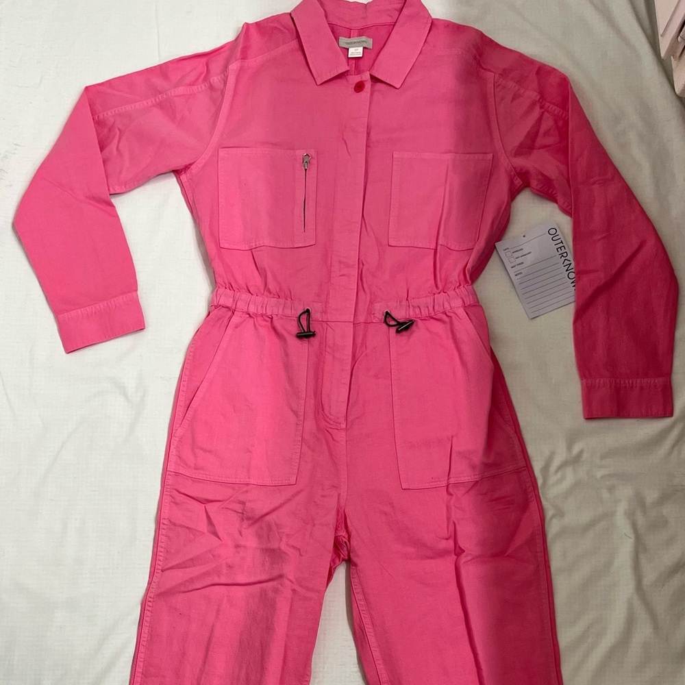 OUTERKNOWN “cinched waist station jumpsuit” size S, pink, made in Indonesia ✨